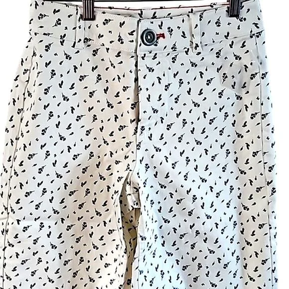 Peace Love World Women's Petite Cropped Raw Edge White Floral Jeans - Size 4P