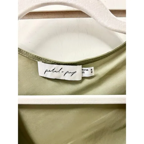 Petal &amp; Pup 3/4 Sleeve V-Neck Yonder Slit Maxi Dress Olive Women's Size US 2