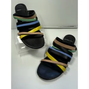 Pierre Hardy Multicolor Strappy Leather Slide Sandals Sz 38=US 7.5
