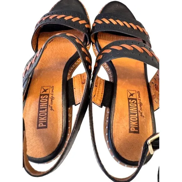 Pikolinos Blane Leather Woven Heel Sandals Size 38 NWOB $180 US 7.5-8