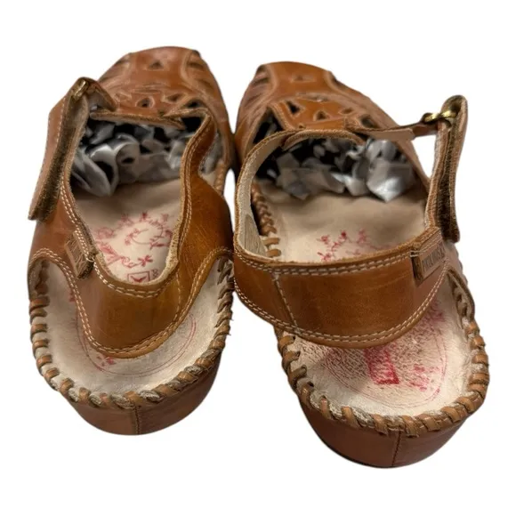 Pikolinos Brown Leather Cutout Sandals Women’s Size EU 38, US 7.5-8