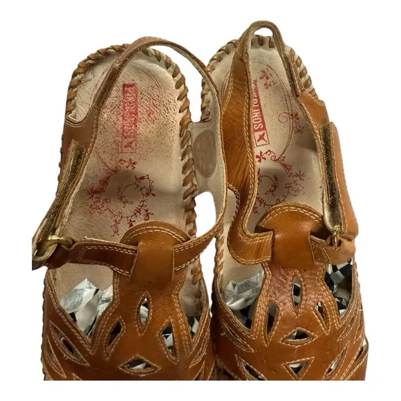 Pikolinos Brown Leather Cutout Sandals Women’s Size EU 38, US 7.5-8