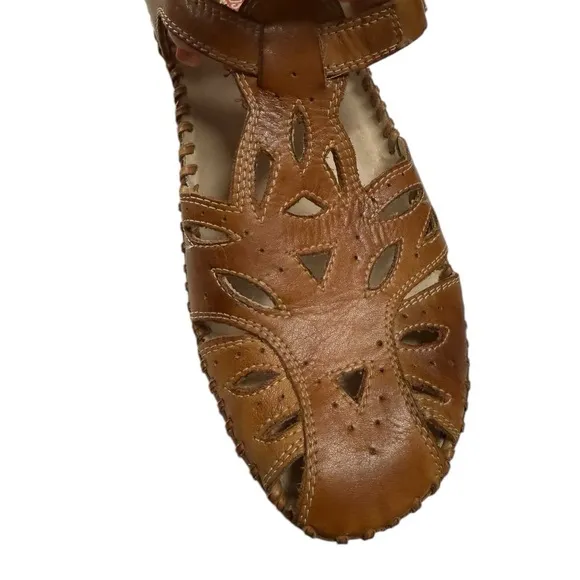 Pikolinos Brown Leather Cutout Sandals Women’s Size EU 38, US 7.5-8