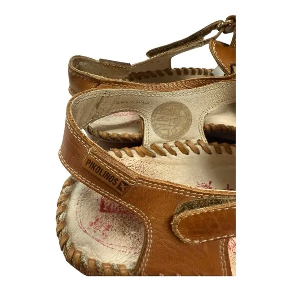 Pikolinos Brown Leather Cutout Sandals Women’s Size EU 38, US 7.5-8