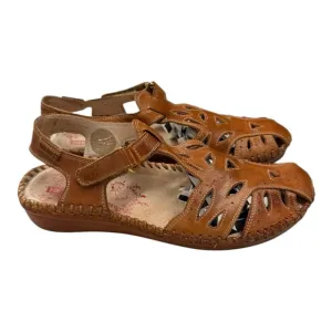 Pikolinos Brown Leather Cutout Sandals Women’s Size EU 38, US 7.5-8