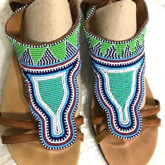 Pikolinos Maasai Beaded Leather Sandals Size 41