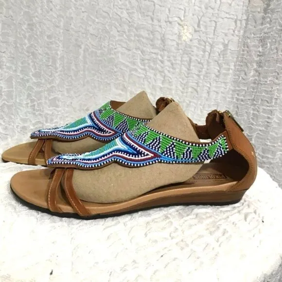Pikolinos Maasai Beaded Leather Sandals Size 41