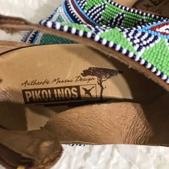 Pikolinos Maasai Beaded Leather Sandals Size 41