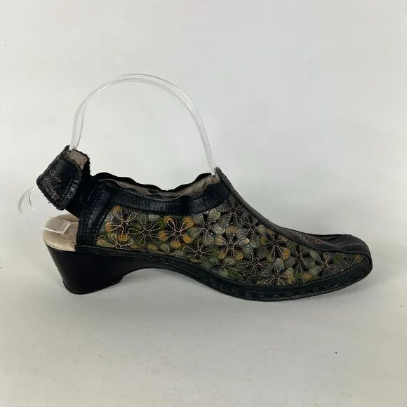 Pikolinos Slingback Sandals Women's 7.5 Multicolor Leather Floral Almond Toe