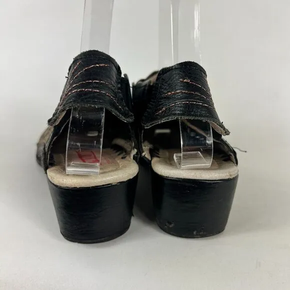 Pikolinos Slingback Sandals Women's 7.5 Multicolor Leather Floral Almond Toe