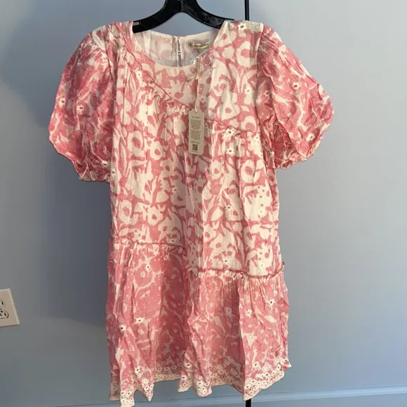 Pink Milena Asymmetric Schiffli Mini DressASH &amp; EDEN