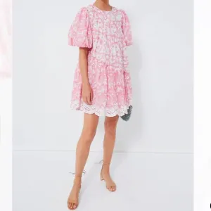 Pink Milena Asymmetric Schiffli Mini DressASH &amp; EDEN