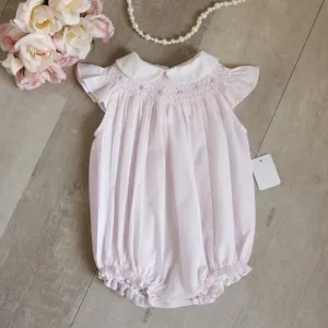 Pink Smocked Romper Flutter Sleeve Feltman Brothers Friedknit 3 Months NWT