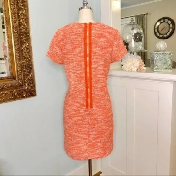 Piperlime Orange Tweed Short Sleeve Mini Sheath Dress Small Nwt