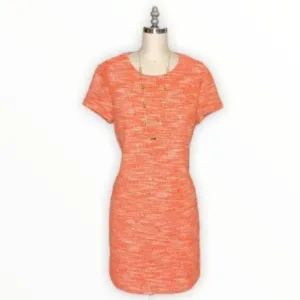 Piperlime Orange Tweed Short Sleeve Mini Sheath Dress Small Nwt