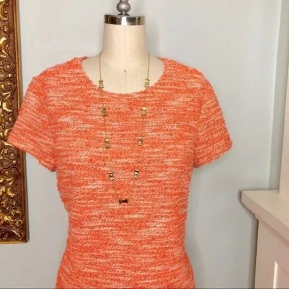 Piperlime Orange Tweed Short Sleeve Mini Sheath Dress Small Nwt