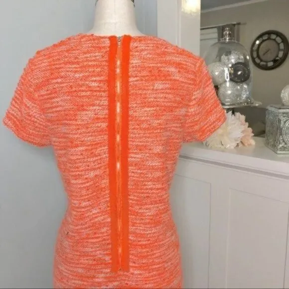Piperlime Orange Tweed Short Sleeve Mini Sheath Dress Small Nwt