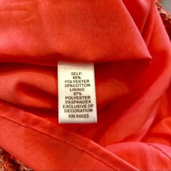 Piperlime Orange Tweed Short Sleeve Mini Sheath Dress Small Nwt