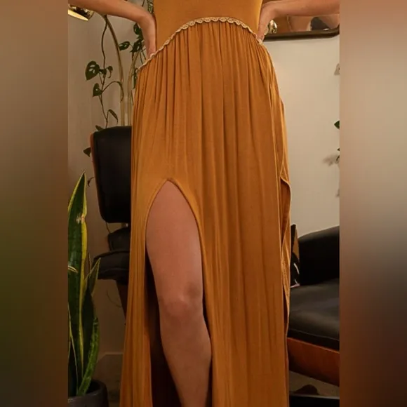 POL Sleeveless Back Zipper Front Slit Maxi Dress