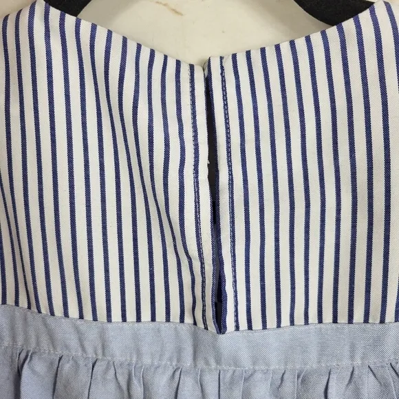 Pomander Place Tuckernuck Preppy Feminine Quinn Tiered Mini Dress Blue Stripe XS