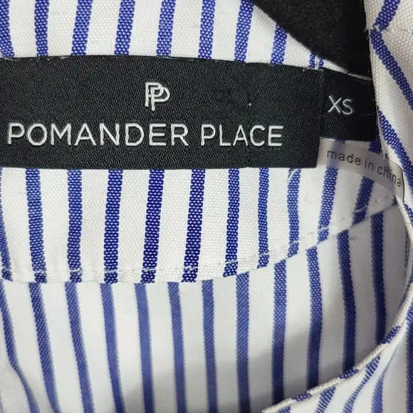 Pomander Place Tuckernuck Preppy Feminine Quinn Tiered Mini Dress Blue Stripe XS