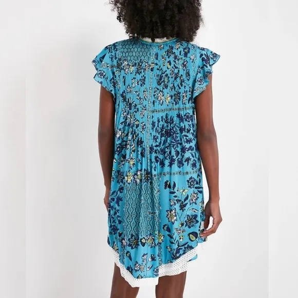 Poupette St. Barth Sasha Sky Botanical Floral Minidress Size L