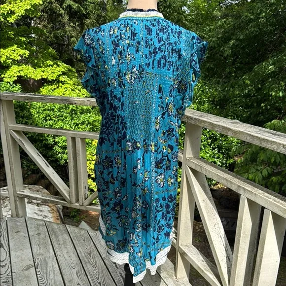 Poupette St. Barth Sasha Sky Botanical Floral Minidress Size L