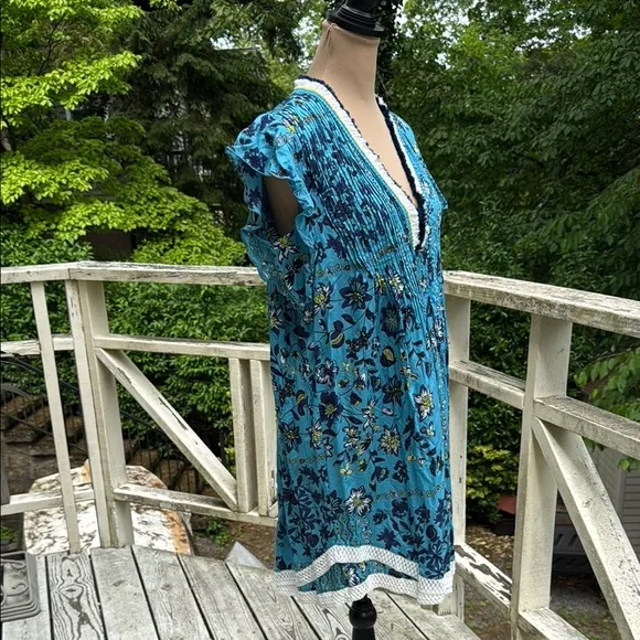 Poupette St. Barth Sasha Sky Botanical Floral Minidress Size L