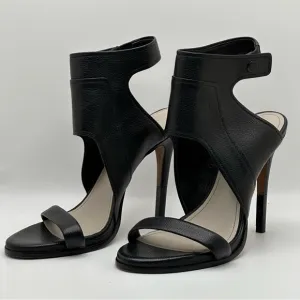POUR LA VICTOIRE Venga Black Leather Ankle Snap Cuff Sandals 7.5M revolve