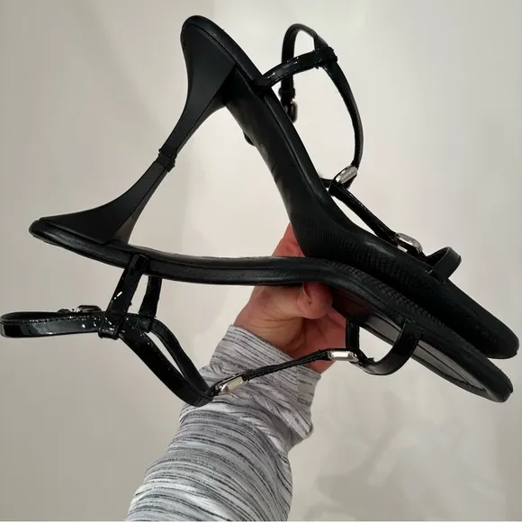 Prada Black Patent Sandals 38