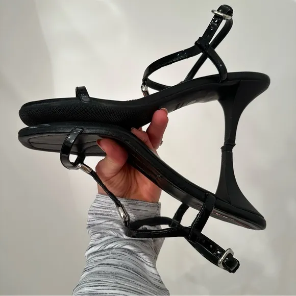 Prada Black Patent Sandals 38