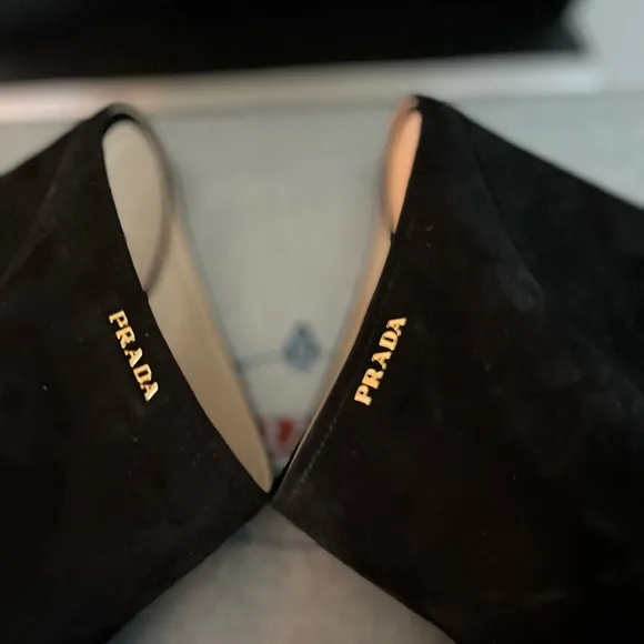 PRADA PRE-LOVED RARE AUTHENTIC BLACK SUEDE WEDGE SLIP ON SANDALS