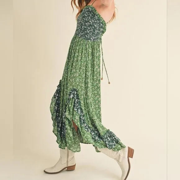 Private Label Green Ruffled Tiered Maxi Dress