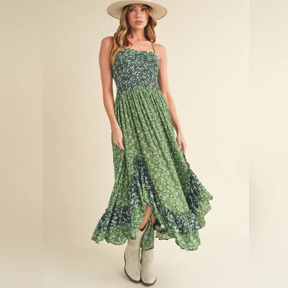 Private Label Green Ruffled Tiered Maxi Dress