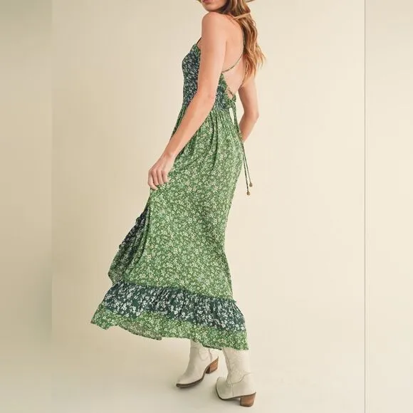 Private Label Green Ruffled Tiered Maxi Dress