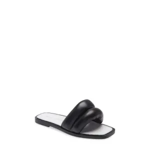 PROENZA SCHOULER Womens Black Puffy Square Toe Slip On Leather Slide Sandals 35