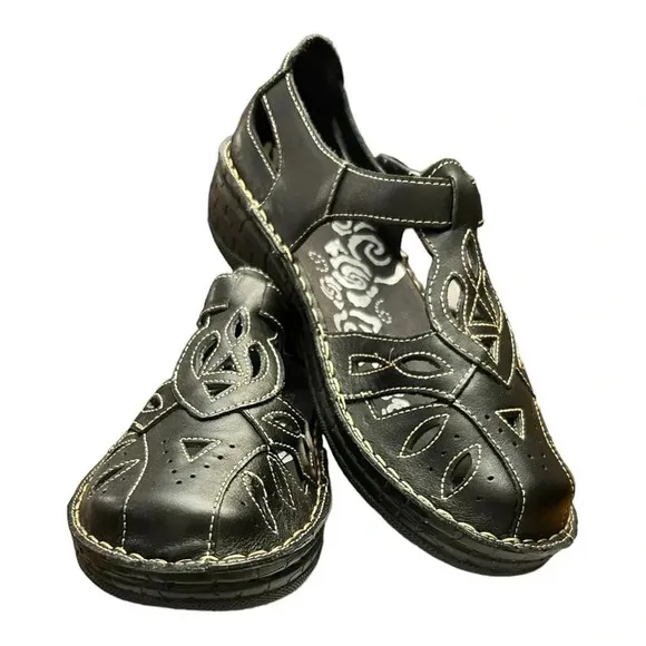 Propet Jenna Women's Black Leather Sandals WSA003L Size 9.5 W | NIB