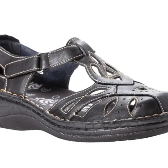 Propet Jenna Women's Black Leather Sandals WSA003L Size 9.5 W | NIB
