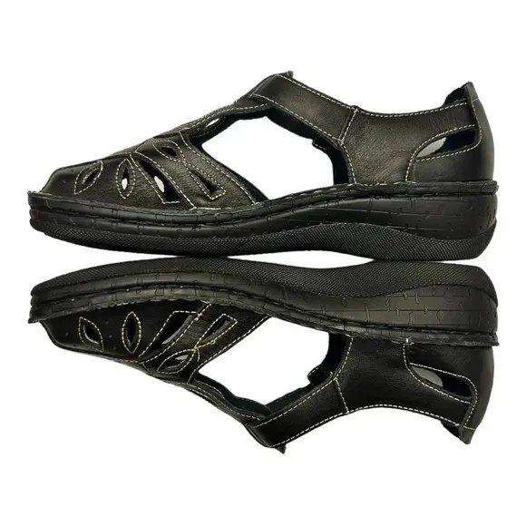 Propet Jenna Women's Black Leather Sandals WSA003L Size 9.5 W | NIB
