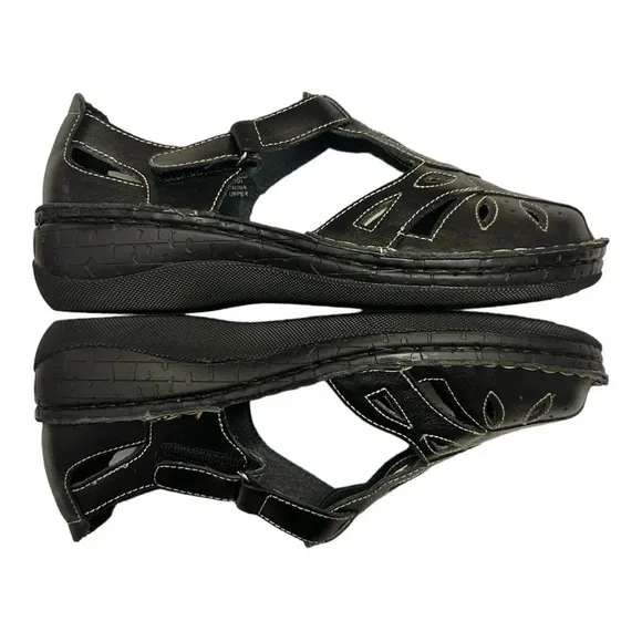 Propet Jenna Women's Black Leather Sandals WSA003L Size 9.5 W | NIB