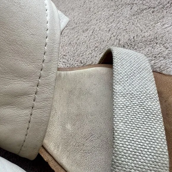 Rag &amp; Bone Bone Leather &amp; Canvas Wedge Wood Heel Sandals Women EU 36 US 5.5 - 6