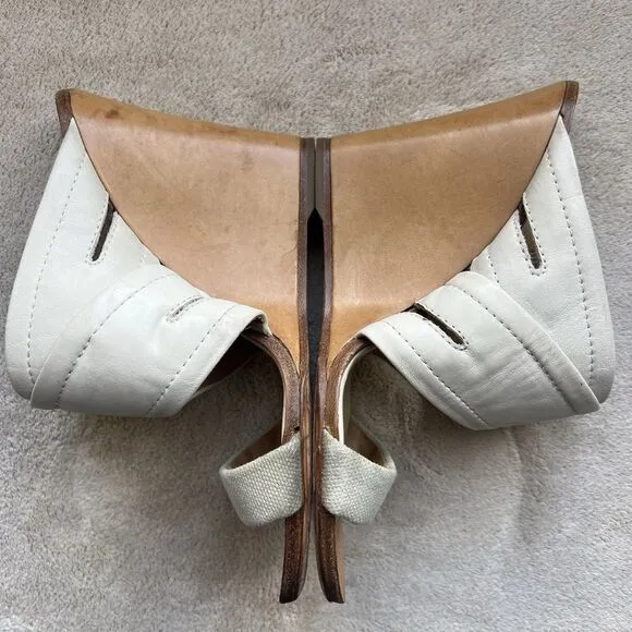 Rag &amp; Bone Bone Leather &amp; Canvas Wedge Wood Heel Sandals Women EU 36 US 5.5 - 6