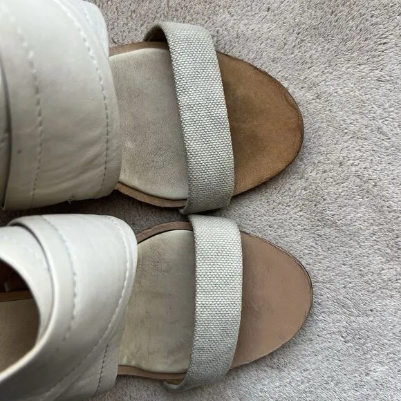 Rag &amp; Bone Bone Leather &amp; Canvas Wedge Wood Heel Sandals Women EU 36 US 5.5 - 6