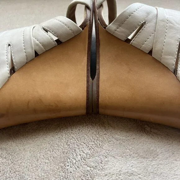 Rag &amp; Bone Bone Leather &amp; Canvas Wedge Wood Heel Sandals Women EU 36 US 5.5 - 6