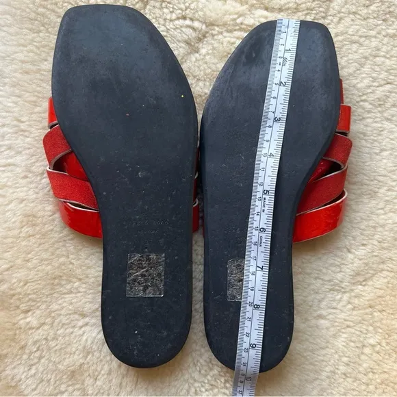 Rag &amp; Bone Hartley Flat Sandals Sz 37 Women’s Red Slides Leather Suede Strappy