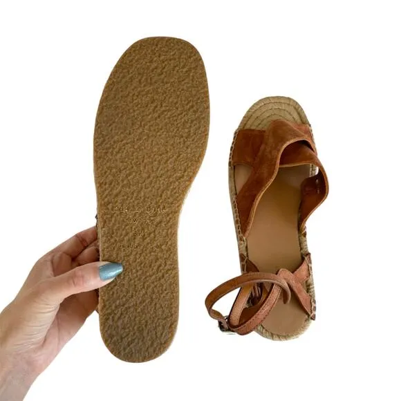 Rag &amp; Bone Hera Brown Espadrille Jute Platform Wedge Sandals Women's Size 9.5