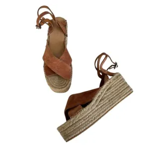 Rag &amp; Bone Hera Brown Espadrille Jute Platform Wedge Sandals Women's Size 9.5