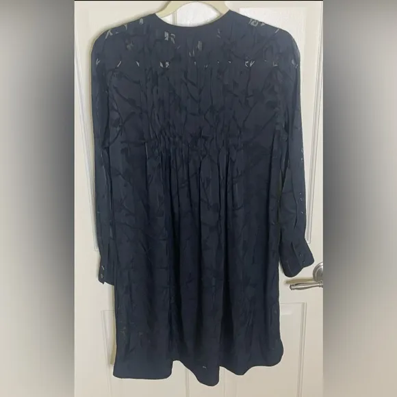 Rag &amp; Bone Rubie Silk Burnout  Popover Relaxed Fit Mini Dress Black, Sz Med