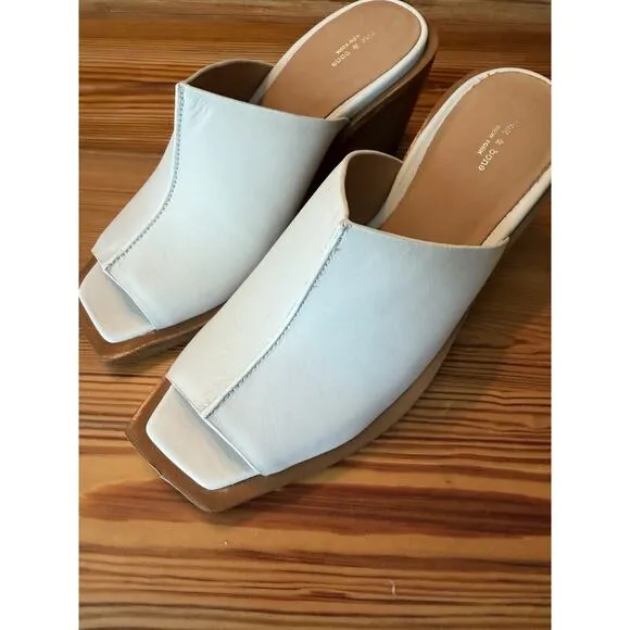 Rag &amp; Bone Santiago Wedge Sandal Sz 38 (US 8) White Leather NWOB Spring Summer