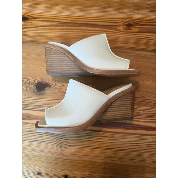 Rag &amp; Bone Santiago Wedge Sandal Sz 38 (US 8) White Leather NWOB Spring Summer
